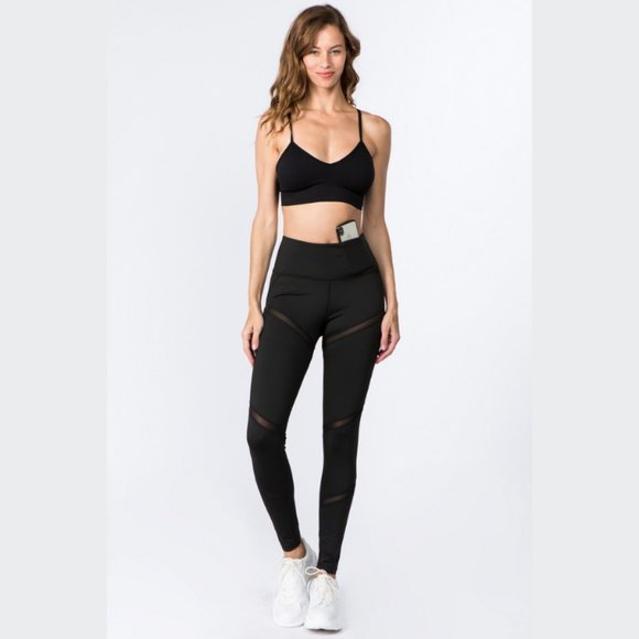 Slash Mesh Workout Leggings Black - Picture 2 of 5